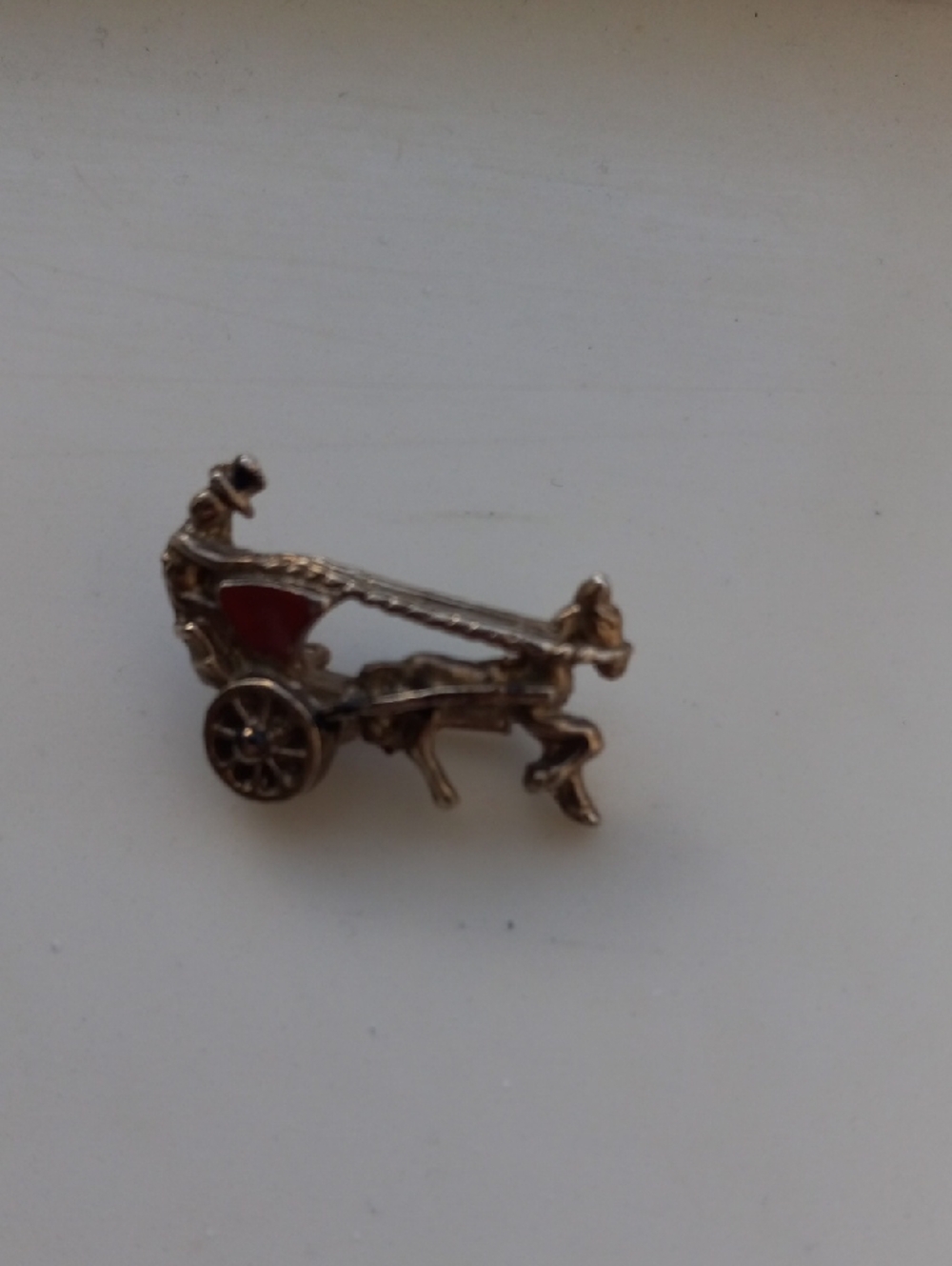 Vintage Equestrian Horse And Carriage Brooch Pin Mini Dainty Gold Tone